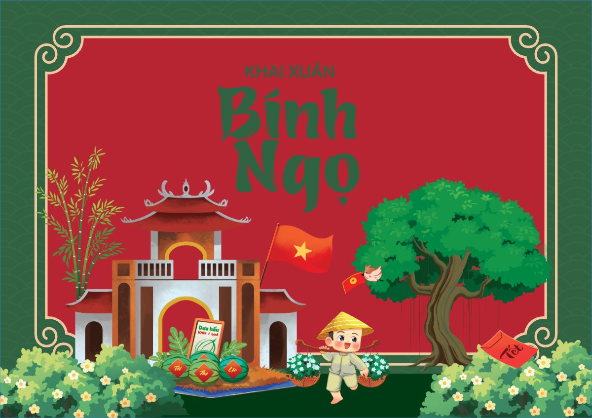 Mẫu Thiệp chúc mừng Khai xuân Bính Ngọ — LayerPic