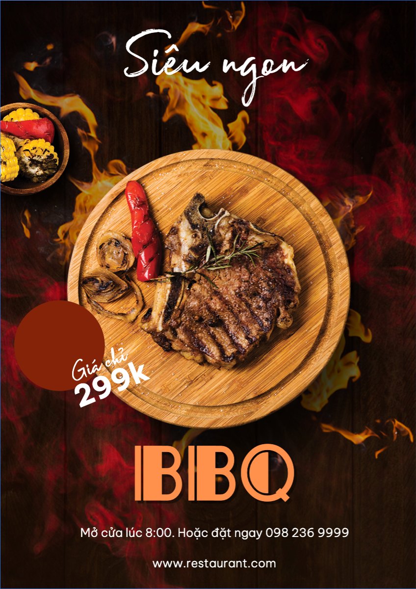Mẫu Poster chuẩn thông báo, quảng cáo, food, drink, restaurant, nhà hàng, f&b, sale — LayerPic