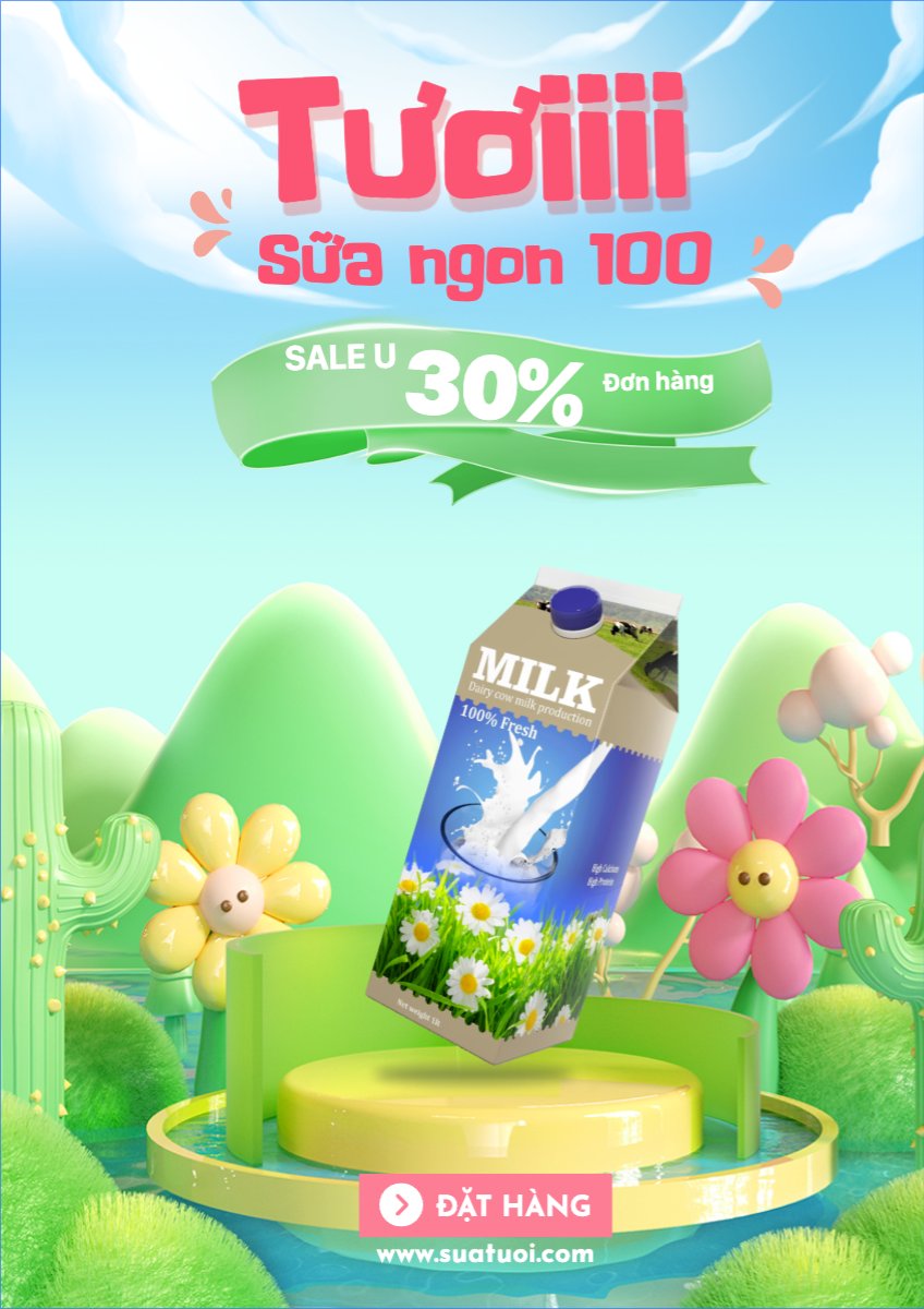 Mẫu Poster chuẩn Nước uống, juice, giải khát, F&B, drink, sữa, milk — LayerPic
