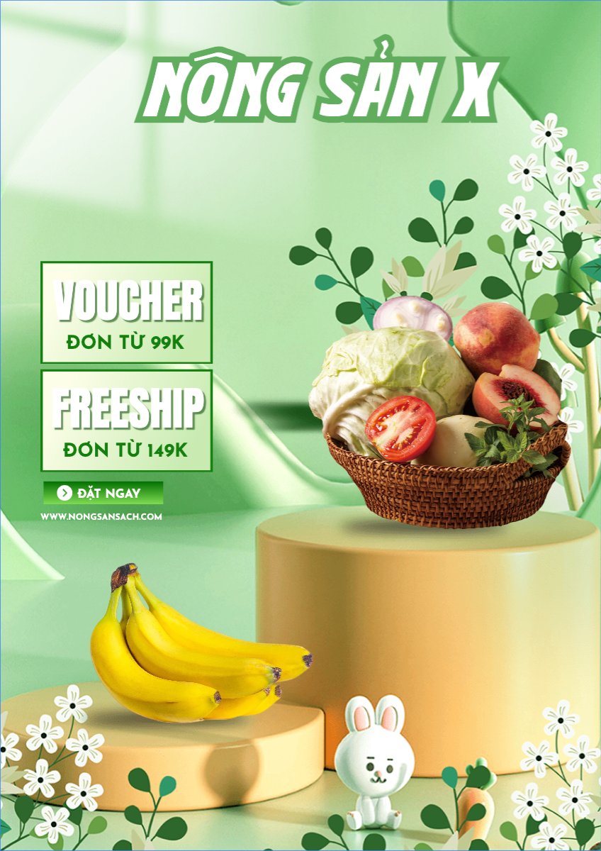 Mẫu Poster chuẩn Nông sản, agricultural, farm, trái cây — LayerPic