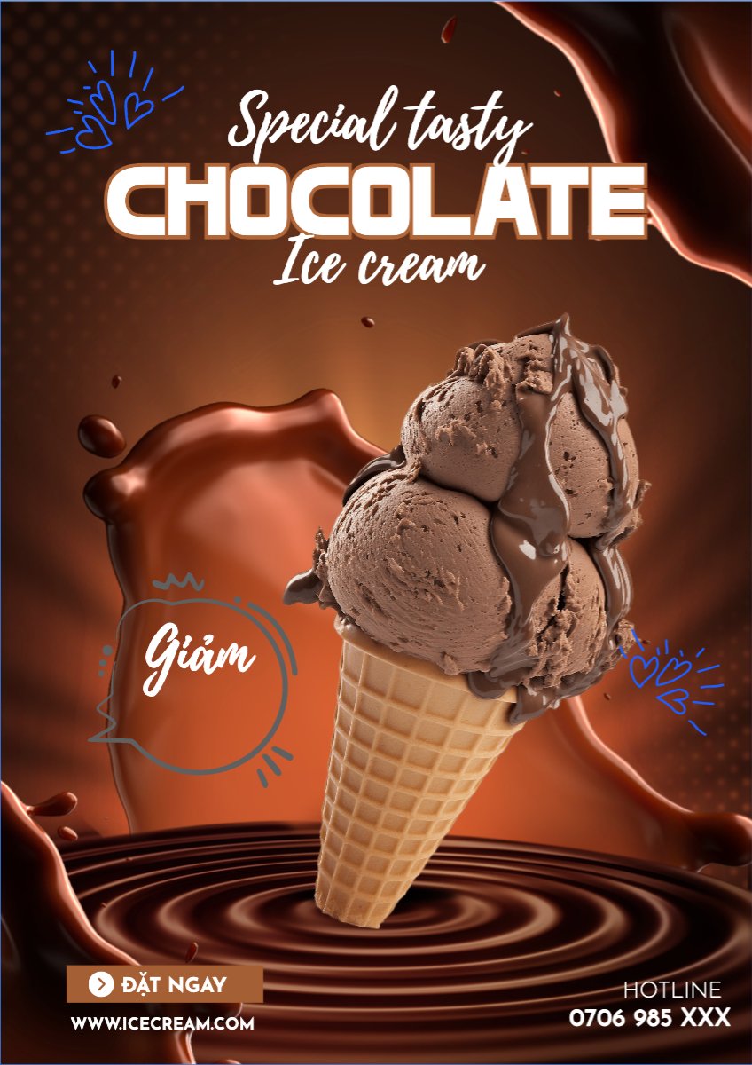 Mẫu Poster chuẩn Nước uống, juice, giải khát, F&B, drink,ice cream, kem — LayerPic