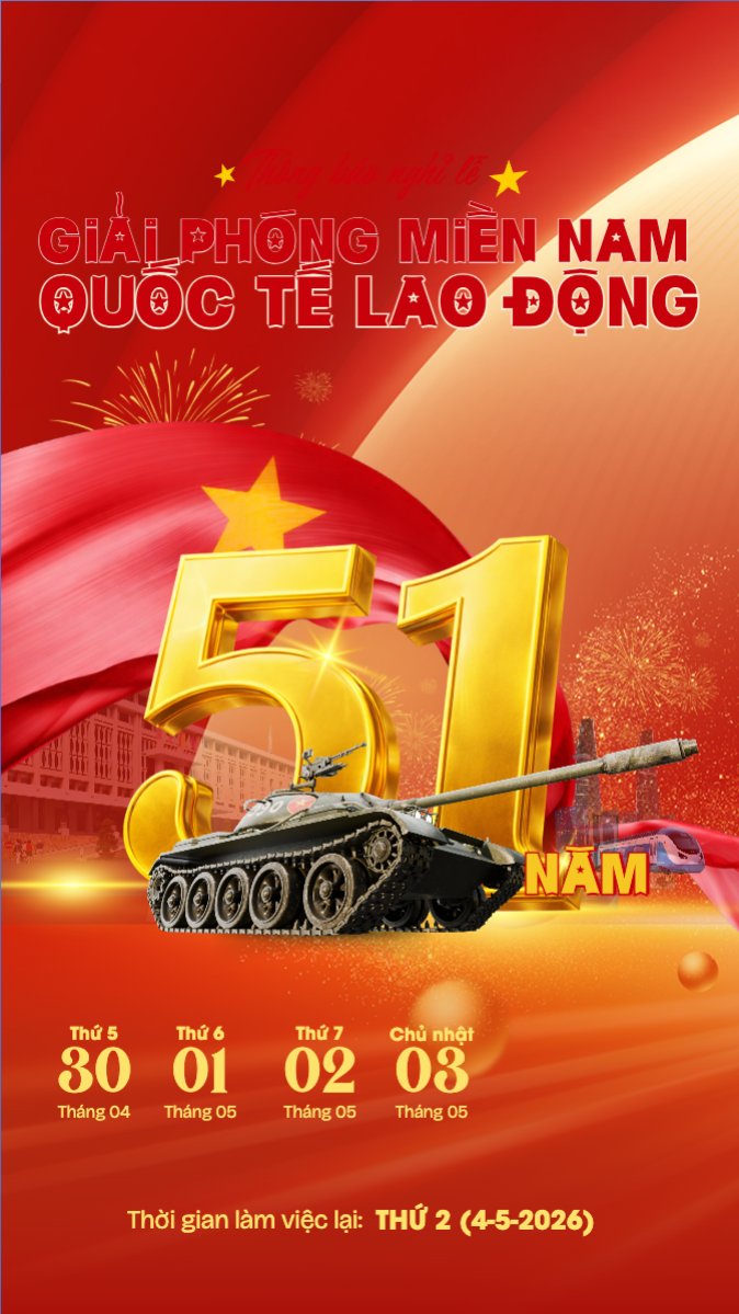 Mẫu Bài post MXH (9:16) Lịch nghỉ lễ 30/4-1/5 — LayerPic