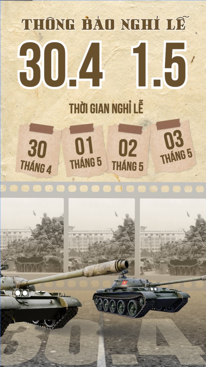 Mẫu Bài post MXH (9:16) Lịch nghỉ lễ 30/4-1/5 — LayerPic