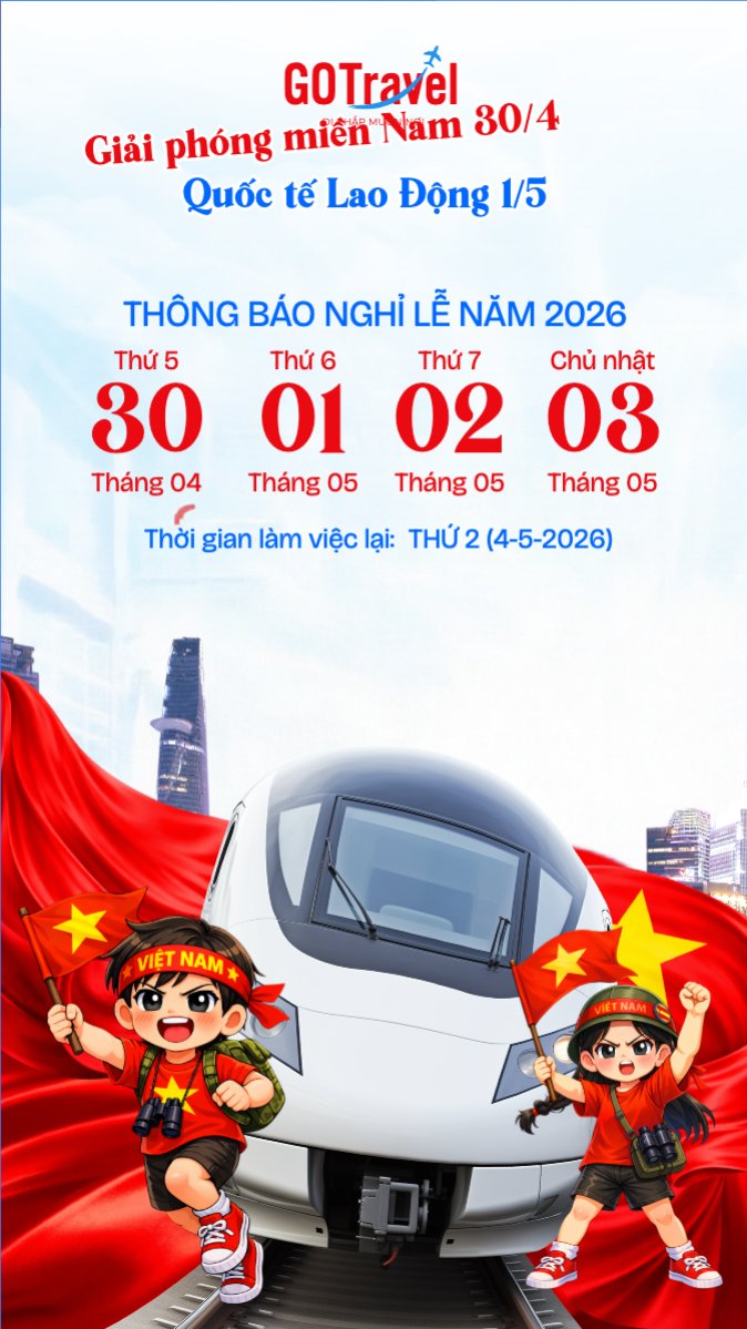 Mẫu Bài post MXH (9:16) Thông báo nghỉ lễ Giải phóng miền Nam 30/4 và Quốc tế Lao động 1/5 — LayerPic
