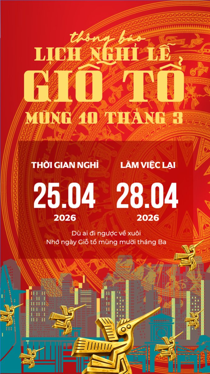 Mẫu Bài post MXH (9:16) Lịch nghỉ lễ Giỗ Tổ Hùng Vương — LayerPic
