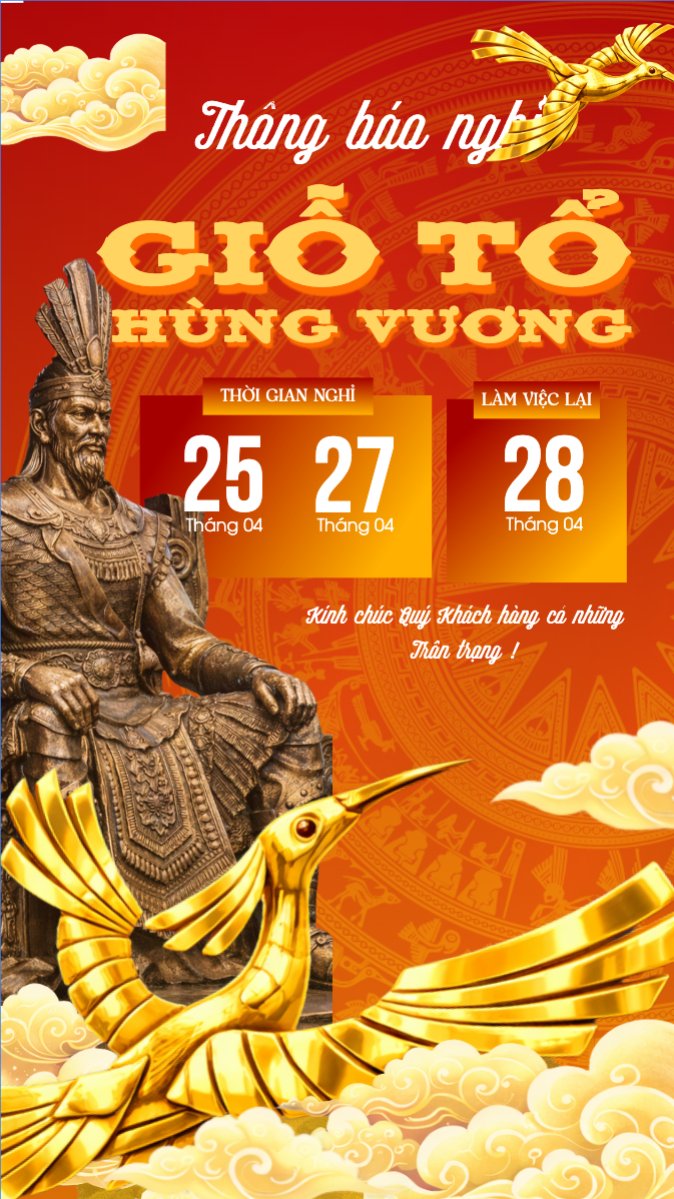 Mẫu Bài post MXH (9:16) Lịch nghỉ lễ Giỗ Tổ Hùng Vương — LayerPic