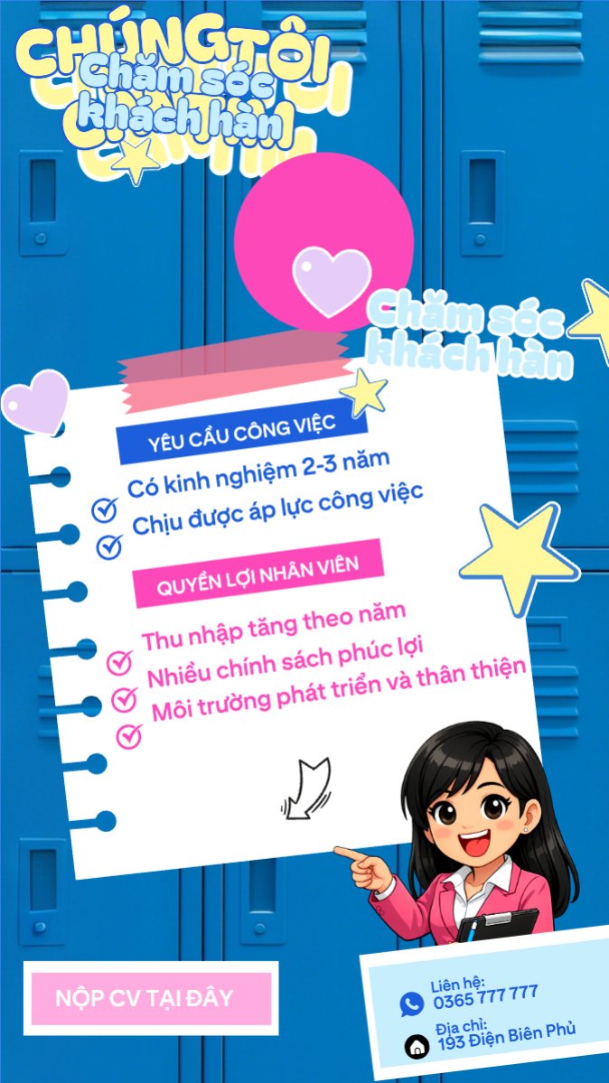 Mẫu Bài post MXH (9:16) Tuyển dụng chăm sóc khách hàng — LayerPic