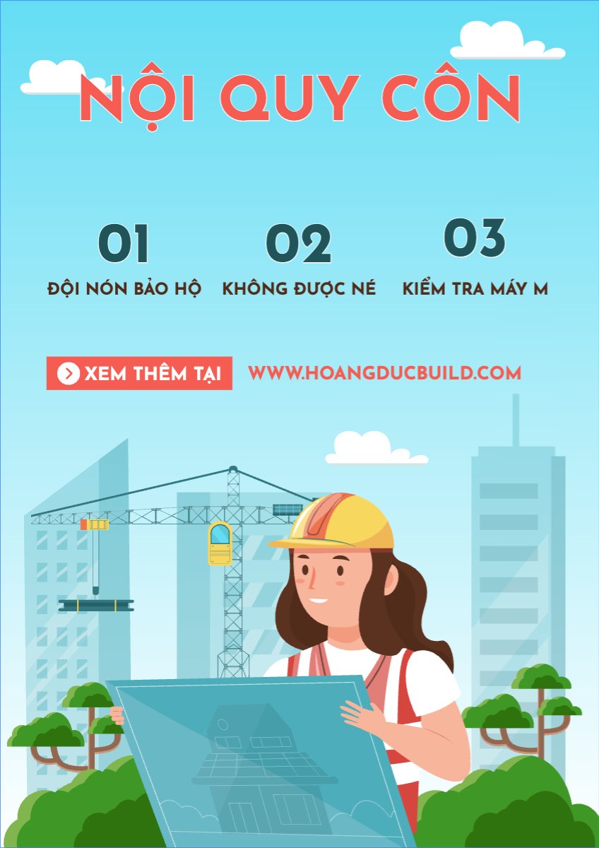 Mẫu Poster chuẩn Xây dựng, build, nội thất, bất động sản, interior, real estate, nội quy, văn phòng — LayerPic