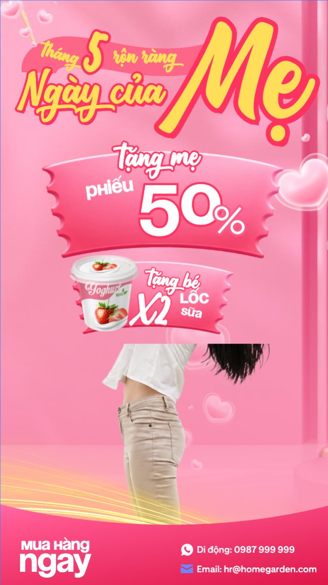 Mẫu Bài post MXH (9:16) Tháng 5 rộn ràng ngày của Mẹ — LayerPic