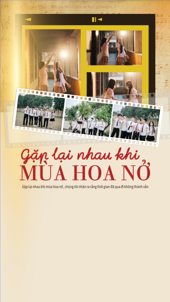 Mẫu Bài post MXH (9:16) Gặp nhau sau khi mùa hoa nở — LayerPic