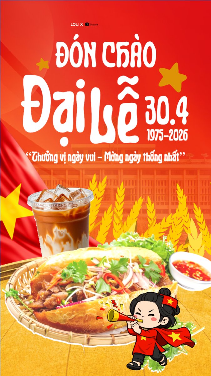 Mẫu Bài post MXH (9:16) Đón chào Đại Lễ 30/4 — LayerPic