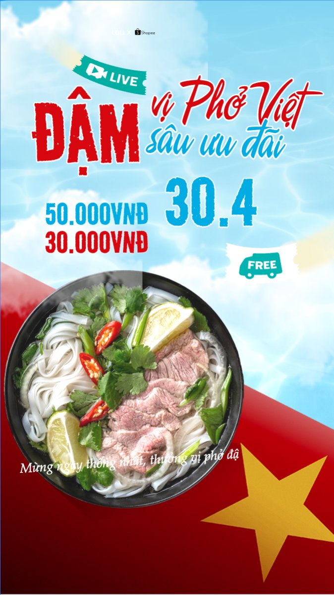 Mẫu Bài post MXH (9:16) Đậm vị Phở Việt đậm sâu ưu đãi — LayerPic