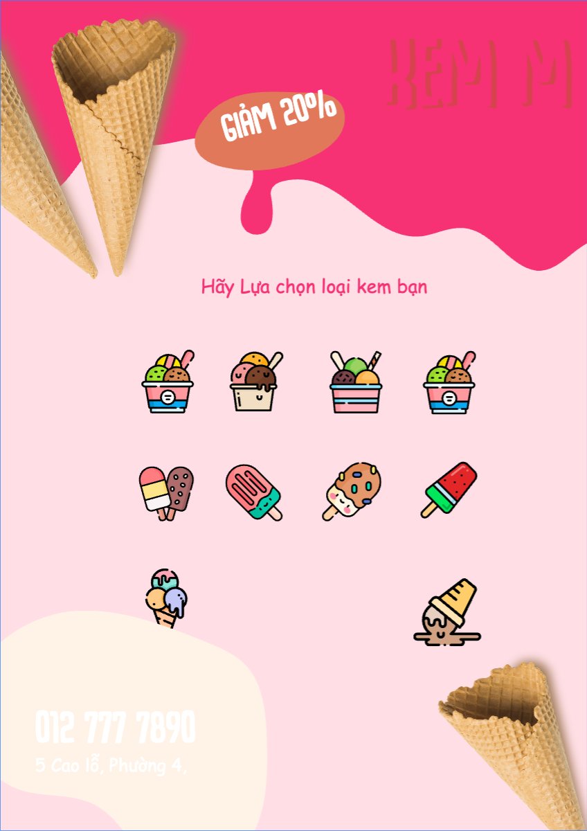 Mẫu Poster chuẩn Nước uống, juice, giải khát, F&B, drink, ice cream, kem — LayerPic