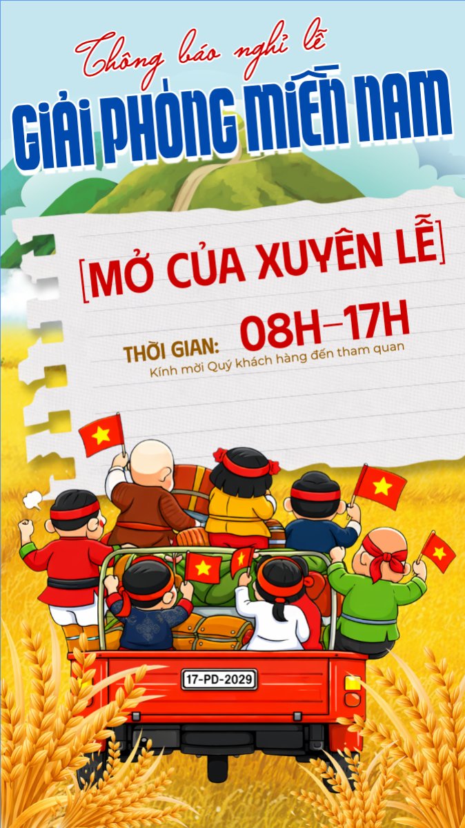 Mẫu Bài post MXH (9:16) Lịch nghỉ lễ 30/4-1/5 — LayerPic