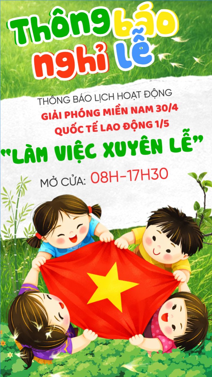 Mẫu Bài post MXH (9:16) Lịch nghỉ lễ 30/4-1/5 — LayerPic