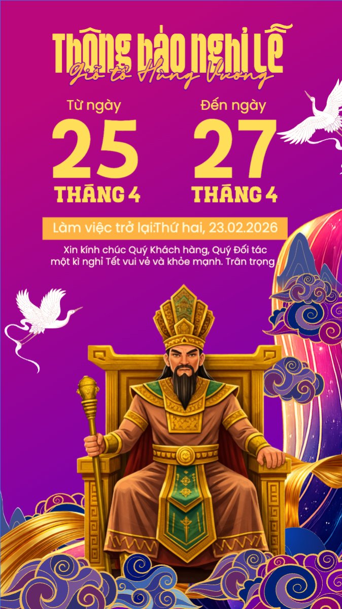 Mẫu Bài post MXH (9:16) Lịch nghỉ lễ 30/4-1/5 — LayerPic