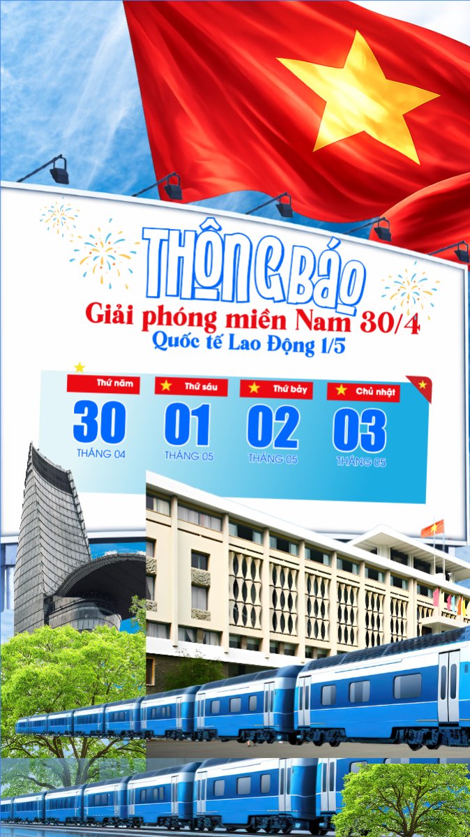 Mẫu Bài post MXH (9:16) Lịch nghỉ lễ 30/4-1/5 — LayerPic