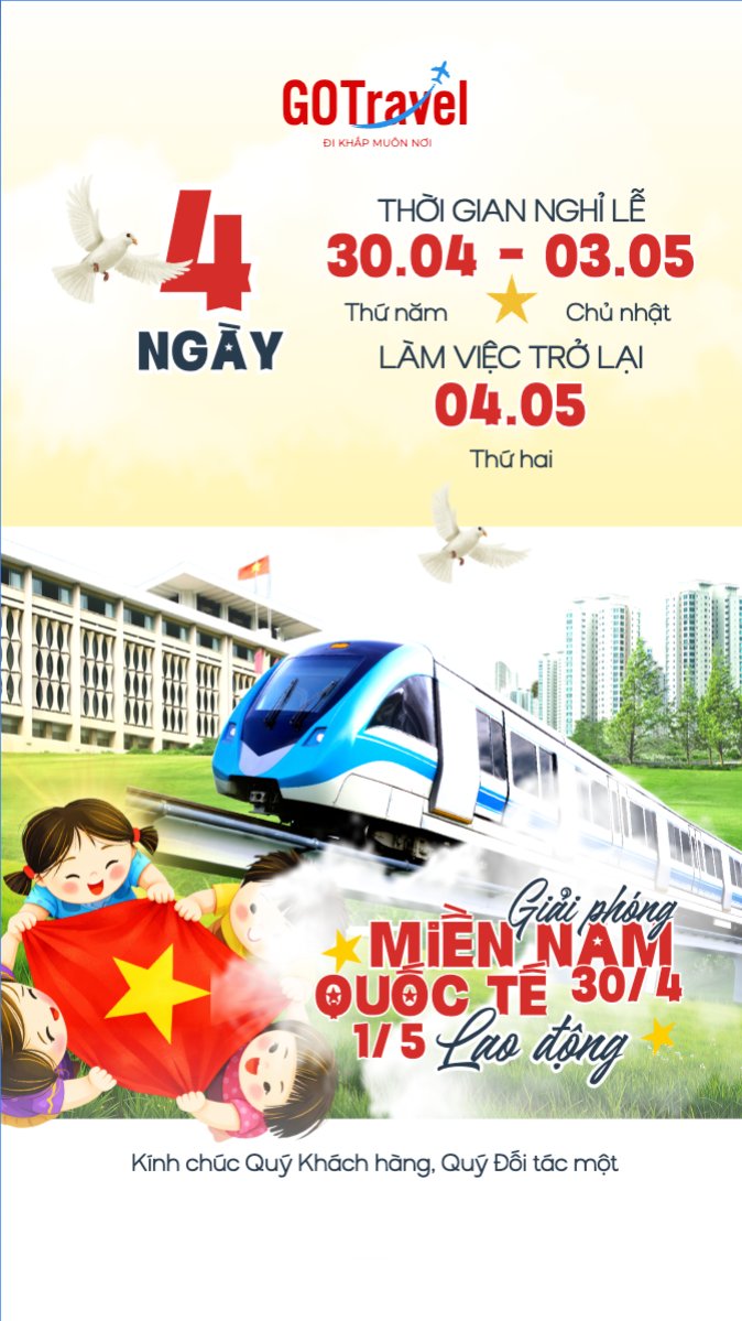 Mẫu Bài post MXH (9:16) Thông báo nghỉ lễ Giải phóng miền Nam 30/4 và Quốc tế Lao động 1/5 — LayerPic