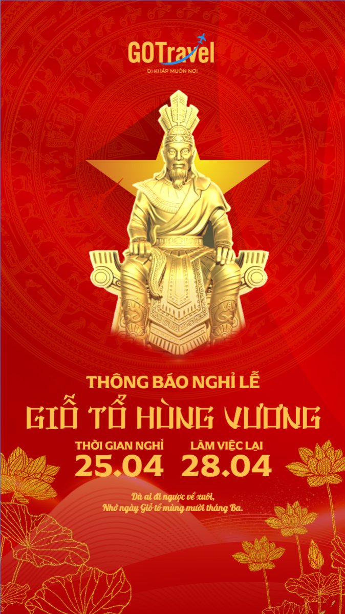 Mẫu Bài post MXH (9:16) Thông báo nghỉ lễ Giỗ tổ Hùng Vương 2026 — LayerPic