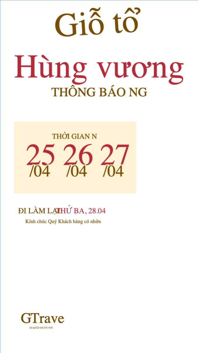 Mẫu Bài post MXH (9:16) Thông báo nghỉ lễ Giỗ tổ Hùng Vương 2026 — LayerPic