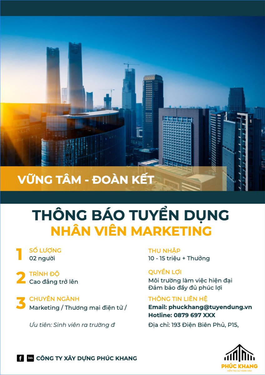 Mẫu Poster chuẩn Xây dựng, build, nội thất, bất động sản, interior, real estate, tuyển dụng, văn phòng — LayerPic