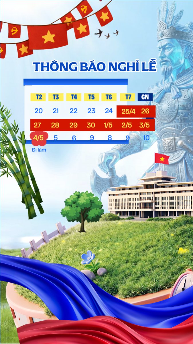 Mẫu Bài post MXH (9:16) Lịch nghỉ lễ — LayerPic