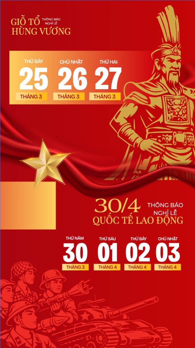 Mẫu Bài post MXH (9:16) Lịch nghỉ lễ — LayerPic