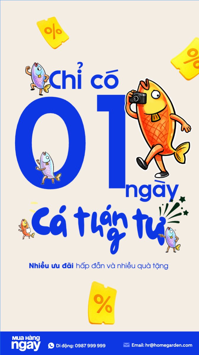 Mẫu Bài post MXH (9:16) Cá tháng tư giảm giá — LayerPic