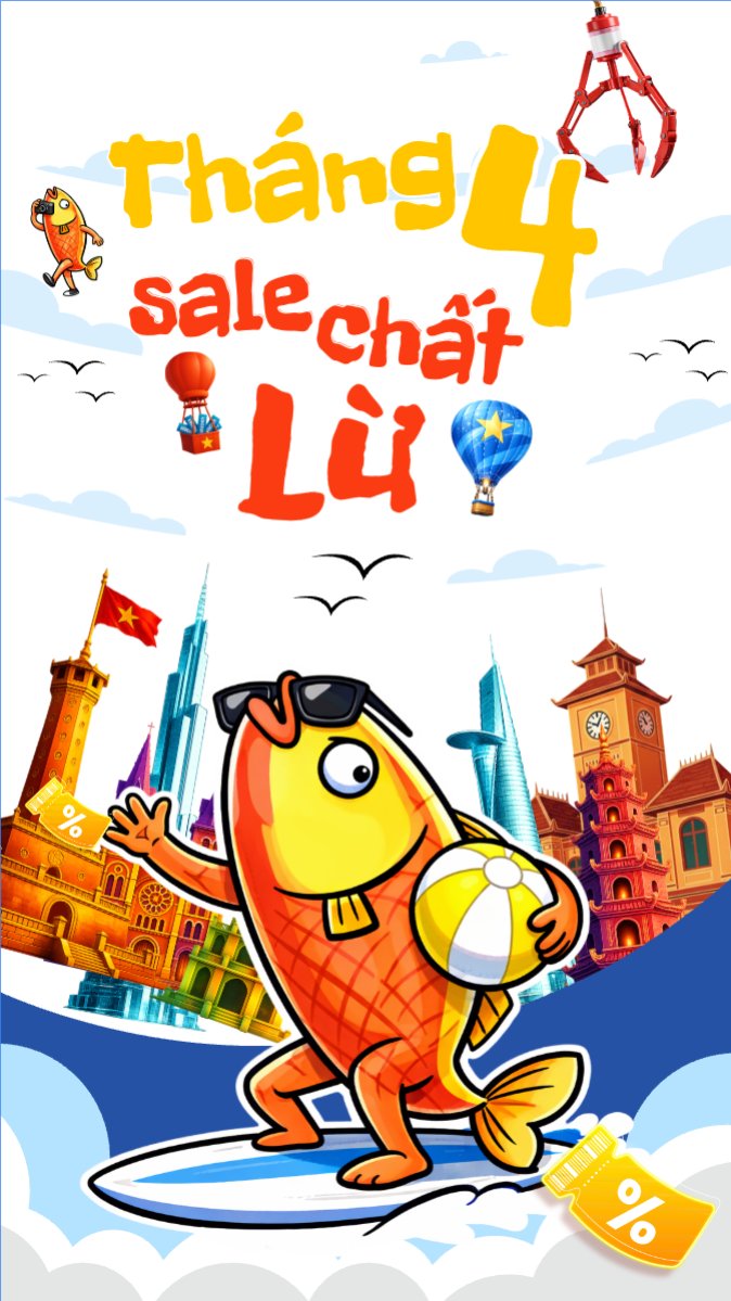 Mẫu Bài post MXH (9:16) Cá tháng tư giảm giá — LayerPic