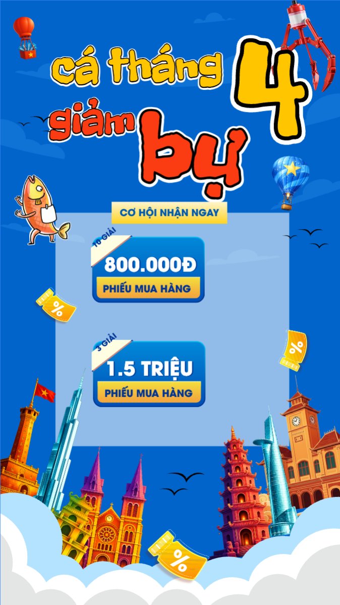 Mẫu Bài post MXH (9:16) Cá tháng tư giảm giá — LayerPic