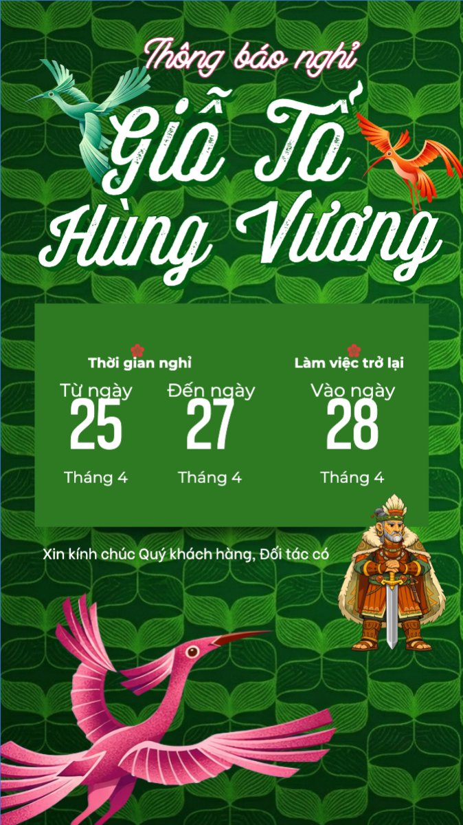 Mẫu Bài post MXH (9:16) Lịch nghỉ lễ Giỗ Tổ Hùng Vương — LayerPic