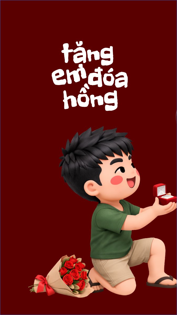 Mẫu Hình nền điện thoại Tặng em đóa hồng Làm vợ anh không? — LayerPic