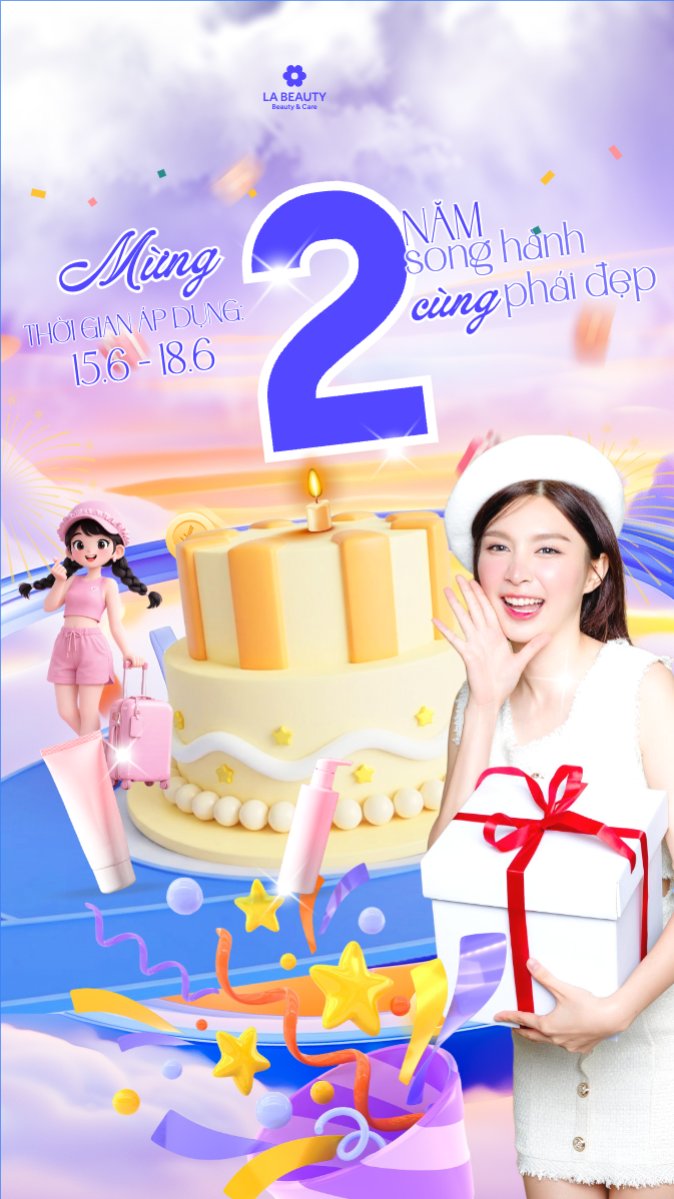 Mẫu Bài post MXH (9:16) Mừng 2 năm song hành cùng phái đẹp — LayerPic