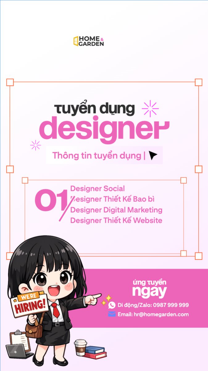 Mẫu Bài post MXH (9:16) Tuyển dụng Designer — LayerPic