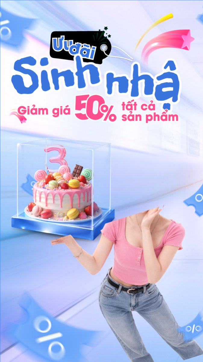 Mẫu Bài post MXH (9:16) Giảm giá sinh nhật — LayerPic