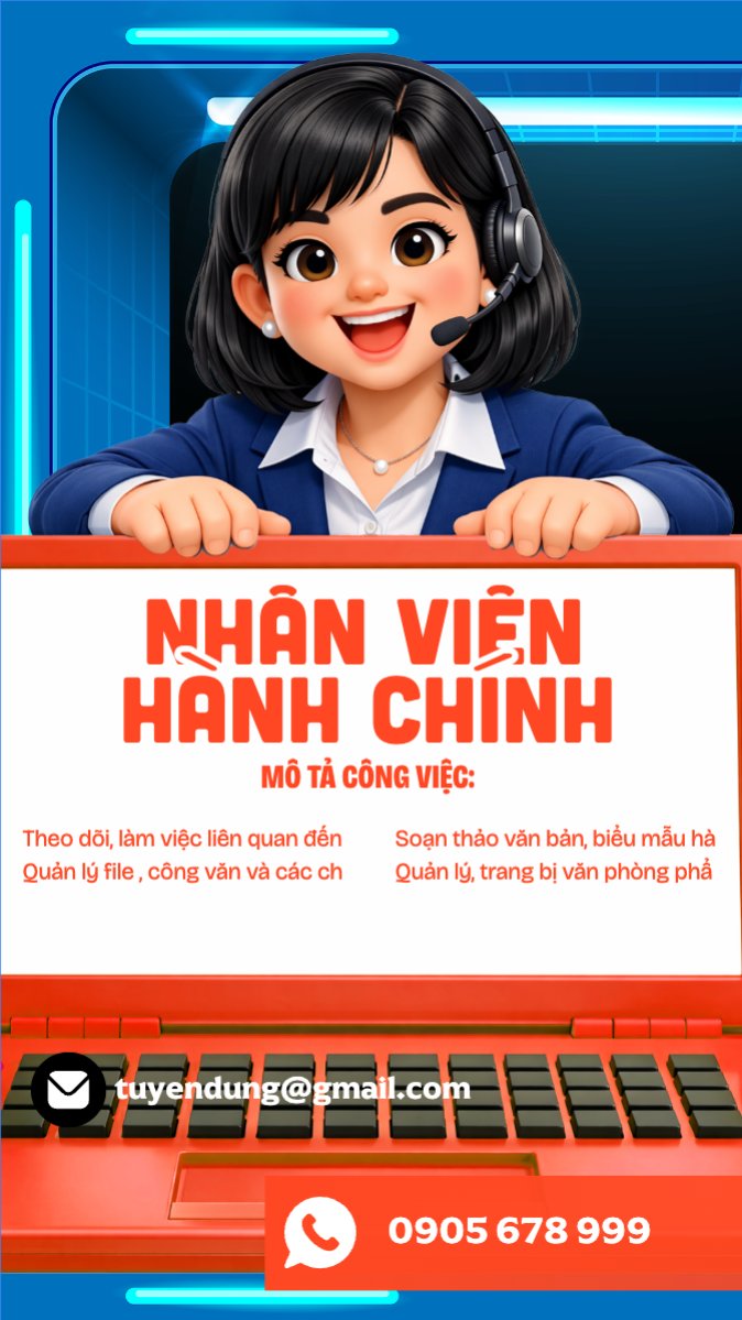 Mẫu Bài post MXH (9:16) Tuyển dụng nhân viên hành chính — LayerPic