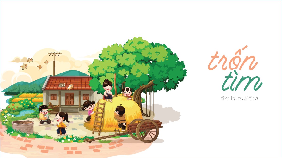 Trốn tìm, trò chơi dân gian, truyền thống, Việt Nam, traditional, dễ thương, cute, chibi, hoạt hình, cartoon