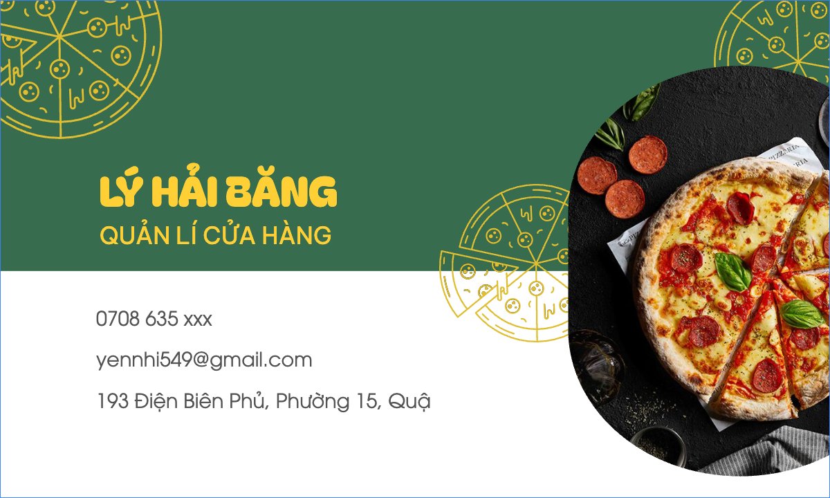 Mẫu Danh thiếp Đồ ăn, food, thực phẩm, ẩm thực, món ăn, F&B, thức ăn,fastfood, pizza — LayerPic