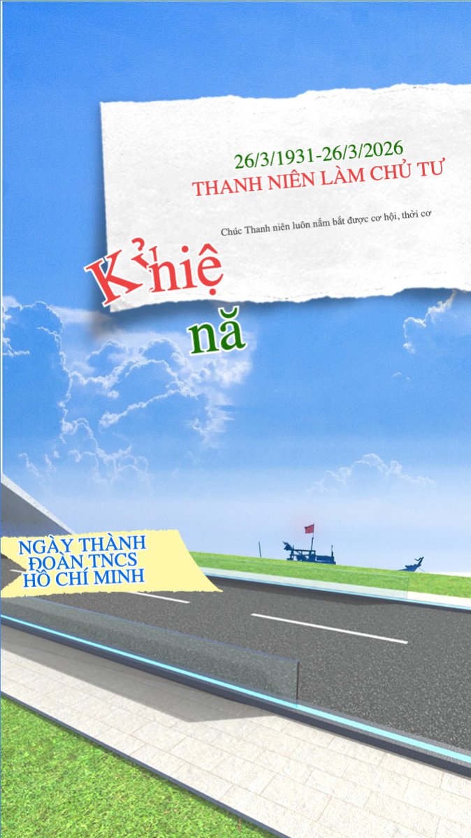 Mẫu Bài post MXH (9:16) Kỷ niệm 95 năm ngày thành lập Đoàn TNCS Hồ Chí Minh 26/3 — LayerPic