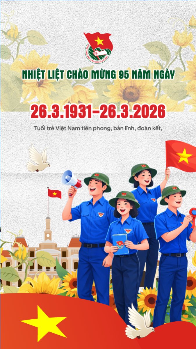 Mẫu Bài post MXH (9:16) Kỷ niệm 95 năm ngày thành lập Đoàn TNCS Hồ Chí Minh 26/3 — LayerPic