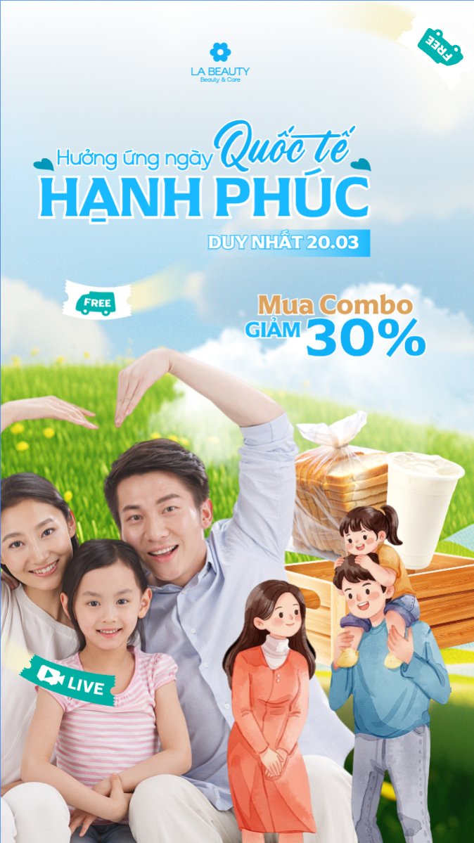 Mẫu Bài post MXH (9:16) Hưởng ứng ngày Quốc tế Hạnh Phúc 20/3 — LayerPic