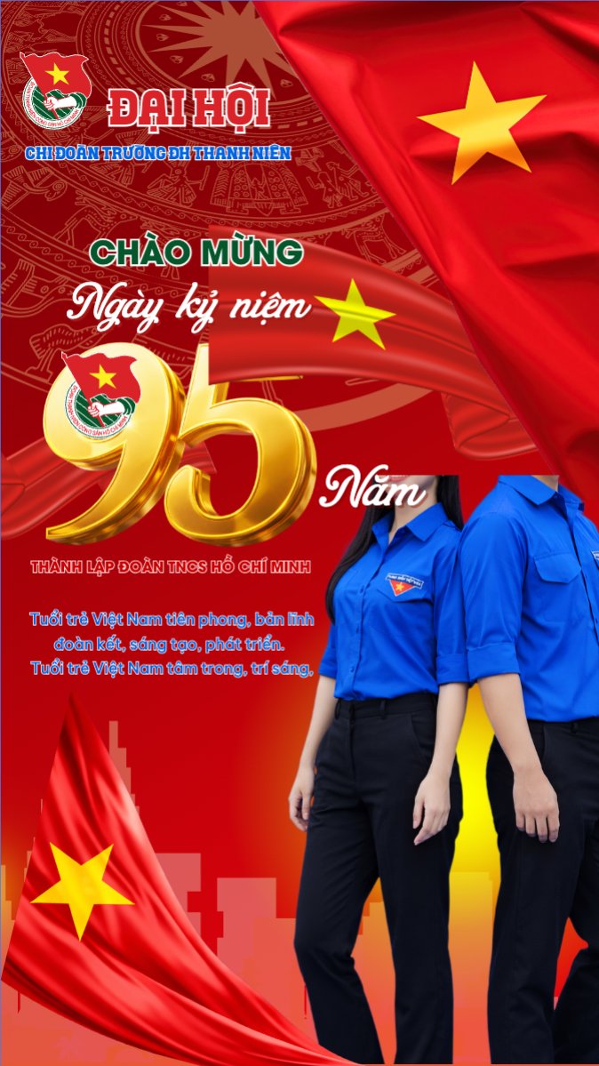 Mẫu Bài post MXH (9:16) Ngày thành lập Đoàn TNCS Hồ Chí Minh 20/3 — LayerPic
