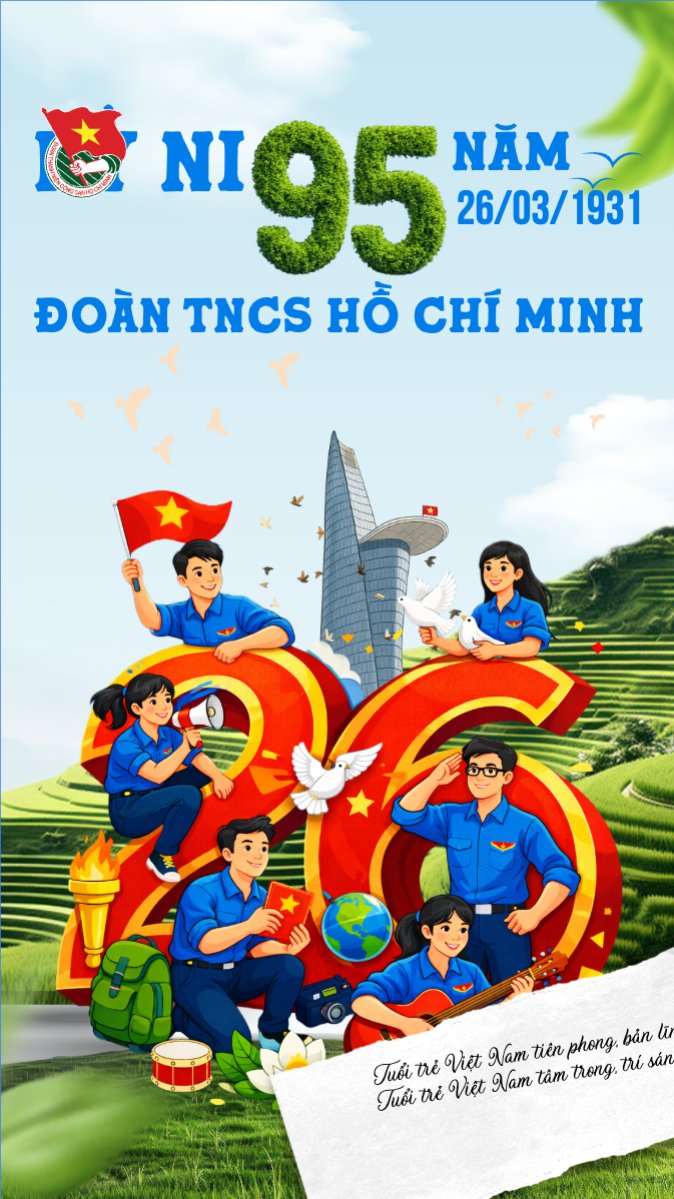 Mẫu Bài post MXH (9:16) Ngày thành lập Đoàn TNCS Hồ Chí Minh 20/3 — LayerPic