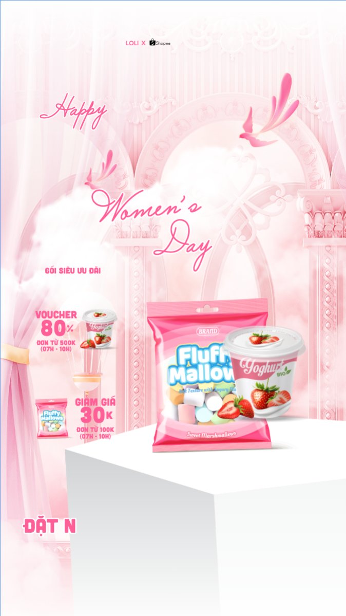Mẫu Bài post MXH (9:16) Happy Women's Day 8/3 — LayerPic