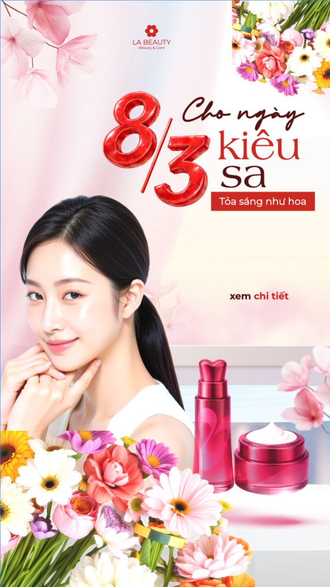 Mẫu Bài post MXH (9:16) Cho ngày 8/3 kiêu sa tỏa sáng như hoa — LayerPic