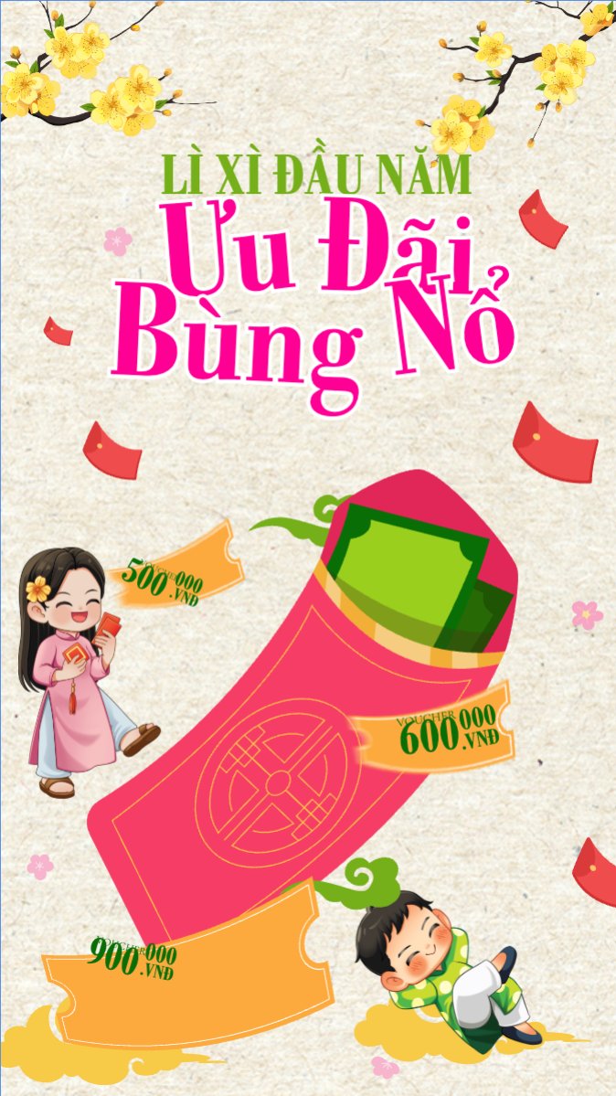 Mẫu Bài post MXH (9:16) Lì xì đầu năm — LayerPic