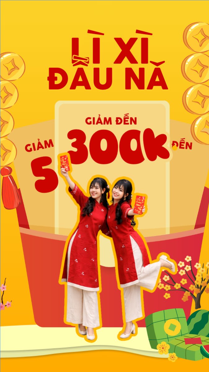 Mẫu Bài post MXH (9:16) Lì xì đầu năm — LayerPic