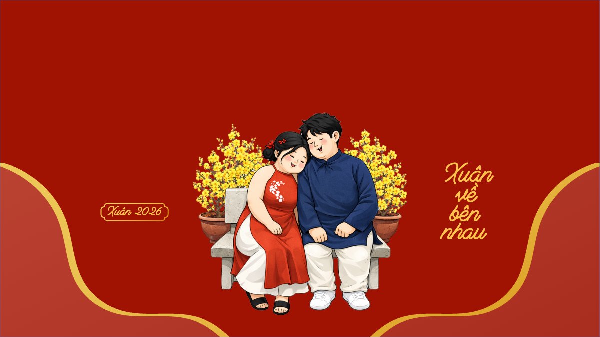 Mẫu Hình nền máy tính Xuân về bên nhau — LayerPic