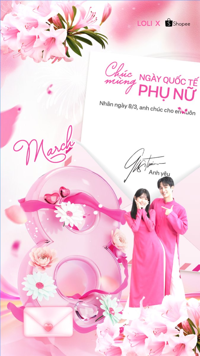 Mẫu Bài post MXH (9:16) Chúc mừng ngày Quốc tế phụ nữ 8/3 — LayerPic