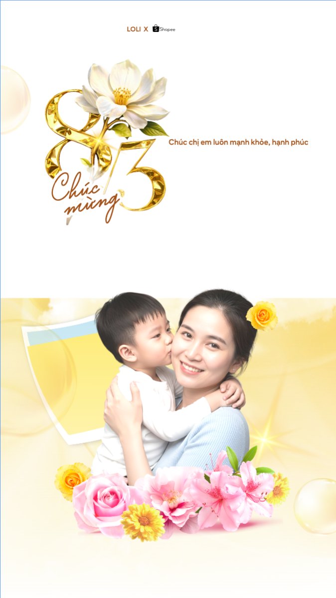 Mẫu Bài post MXH (9:16) Chúc mừng ngày Quốc tế phụ nữ 8/3 — LayerPic